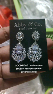 Abby&Co. 2024 Hypoallergenic Bridal Cubic Zircon Diamond Crystal Wedding Earrings Silver