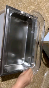 Thùng inox nắp trong xuốt loại 1 khay topping thùng 3 lớp giữ đá cả ngày dùng đựng thực phẩm đồ ăn quán bánh buffer