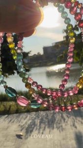 Natural Genuine | Loveau Jewel | HQ 3 Laps Vibrant Rainbow Tourmaline Bracelet / Necklace | Rare | Blue Tourmaline | Vibrant Tourmaline