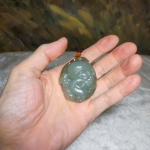 Premium Nephrite caramel brown light green good greasiness Elephant Monkey Bat Jade pendant (with certificate)