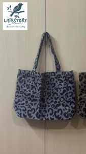 Canvas Tote Bag Wild Korean Style Leopard Print | Beg Tote Kanvas Corak Harimau Bintang Gaya Korea