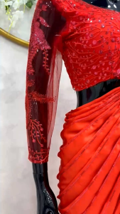 Designer Party Wear Lehngha Saree on Satin Silk