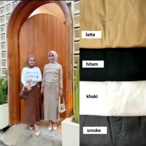 ROK DUYUNG KATUN STRECH PREMIUM MOTIF CARGO / ROK POLOS KEKINIAN FIT TO XL