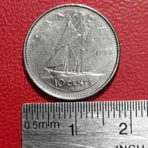 Koleksi koin kuno Kanada Jadul antik Ten Cents kecil Tahun 1988