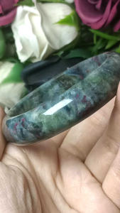 Ruby zoisite / Anyolite Crystal Stone bangle 54mm+ 红绿宝异象红绿宝(也称红蓝宝)花海意境花绿宝手镯 54mm+
