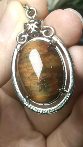 Natural Pietersite/ Peter stone Crystal Stone Pendant Silver S925 plated 精品彼得石油画意境强猫眼光吊坠 镀S925银