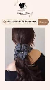 A02✨ Gelung Rambut Riben Kelabu Gaya Korea | Grey Bow Ponytail Hair Tie | 灰色蝴蝶结发绳 高级感大肠发圈 丸子头发饰