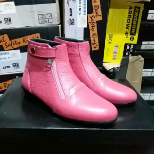 Sepatu Boots Anak Perempuan Kulit Pink Model Ritsleting 6 Inch (Cow Leather)