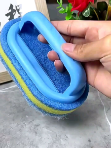 Thick Multifunctional Plastic Handles Sponge Brush Kitchen Bathroom Cleaning Sponge Brush Plastic Handle Sponge Bath Bottom Bath Brush Span Pemberus Tebal Dapur