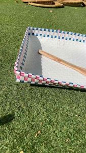 กระเบียนพลาสติกขนาด17นิ้วพร้อมไม้พาย  คละสีคละลาย