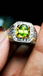Cincin batu natural permata peridot memo WGL