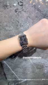 [Original] A8194L SS-48 Balmer Elegance Square Sapphire Womens Watch with Black Dial and Silver Stainless Steel Bracelet | Official Warranty