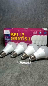 philips 12w bola lampu terangbergaransi beli 3 gratis 1my care 4pcs