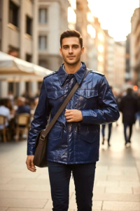 เสื้อกันหนาวสีกรมท่าผ้าร่ม แจ็คเก็ตฟิวส์ สีกรมท่า ขนาดฟรีไซส์  ตัวยาวด้านนอกเป็นผ้าร่มข้างในเป็นผ้าต่วน jacket