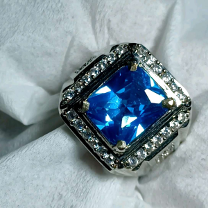 CINCIN BATU BLUE TOPAS SWISS CUTTING OCTAGON KUALITAS SUPER