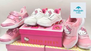 รองเท้าผ้าใบเด็กผู้หญิง รองเท้าผ้าใบมีไฟ รองเท้าคิตตี้ kitty sanrio ลิขสิทธิ์แท้