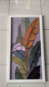 Hiasan dinding plus bingkai uk:50cm x 100cm Lukisan Daun Pisang Abstrak