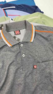 Kaos Kerah Kancing T-shirt Polos Combinasi Pendek Dewasa XL Saku