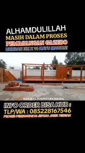 Gazebo taman 3m x 14m kayu mahoni
