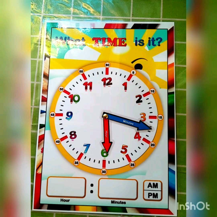 Telling time clock educational laminated for kids with marker