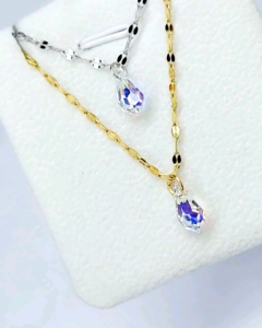 Titanium Kalung Kristal Swarovski Tear Drop Simple Aesthetic Korean Style Anti Luntur & Karat Xpid90