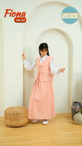 Set Rok Anak Perempuan Remaja Nurah 3in1 Rompi Vest