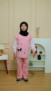 Haruka Kuromi Oneseat Combed Premium Size 3-12 Tahun By Fanny.Store | Stelan Celana Anak Perempuan Kuromi Terbaru Kekinian