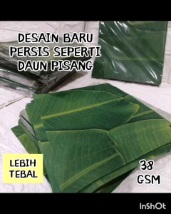 Wax Paper/Kertas Nasi Laminasi Motif DAUN PISANG UK. 25x26 cm [100 PCS ] ~ DESAIN BARU