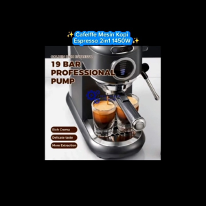 Cafelffe Mesin Kopi Espresso 2in1 Coffee Maker 19 Bar 1450W 1.1L - ST-695F - Gray