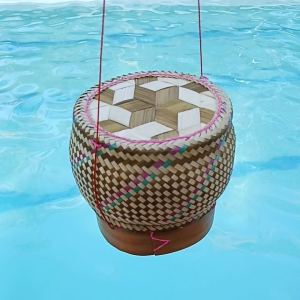 กระติบข้าวเหนียวทรงฟักทอง ขนาด6.5นิ้ว คละสีคละลาย