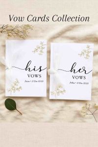 Personalised Wedding Vow Cards | His & Her Vows with Ribbon | Custom Names Dates & Quotes | Elegant Floral Wedding Stationery & Keepsake