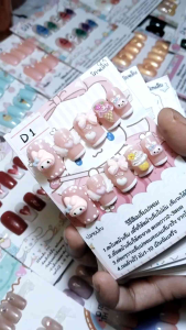 เล็บเจล ทรงเหลี่ยมยาวกลาง size m เล็บเจลพร้อมติด ฟรีกาวตะไบ