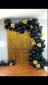 VICENZO Tirai Ulang Tahun Dekorasi Rumbai Plastik Glossy Tirai Rumbai Pesta / Uk 2m x 1m