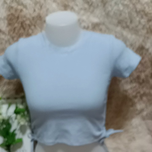 🔥Nmaaing shop66🔥 เสื้อครอปคอกลมรูดข้างผ้าร่อง สวยมาก เนื้อผ้านิ่มใส่สบาย