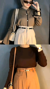 FOURYU - Celana Wanita Oro Pants Highwaist Knit Premium - Celana Kerja Basic Loose Pants Casual Terbaru