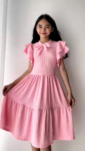 AFS  -JESSY FLORAL  BUTTERFLY SLEEVE MINI CHURCH   DRESS FOR KIDS 7-10 YEARS OLD [KHY]
