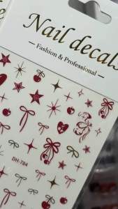 Bow Star Nail Stickers 3D Ribbon & Star Series | Cute Ribbon | black/white/red
