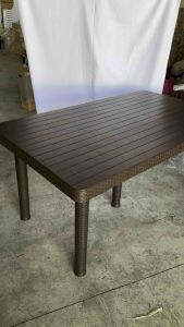 Jolly Plastic Easy To Assemble Rattan Eight Seater Dining Table