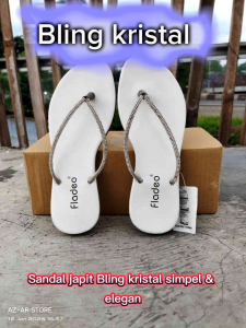 Sandal Cewek Permata Blink Kristal Cream | Sandal Wanita Kekinian | Korean Style