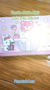 1 Thước Nhũ Nước Gấu Dâu Dài 20 cm Dễ Thương Dành Cho Bé - Thước Gấu Dâu - Thước Đo Kẻ Gấu Dâu Dễ Thương Hồng Có Nhũ Kim Tuyến 20cm