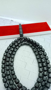 Kalung tasbih kayu kelor hitam motif Marjan A80