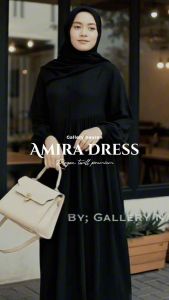 AMIRA DRESS GAMIS TERBARU RAYON TWIIL  HITAM ELEGANT SIMPLE BUSUI FRIENDLY BY GALLERY NAUREN