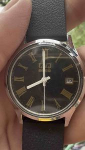 Đồng hồ Cơ cót Nhật hiệu SOLAR ANTIMAGNETIC size 36mm mặt vàng 1 lịch cọc số Classic  đáy hai lớp lên cót chạy mượt khá chuẩn giờtrữ cót ~45h