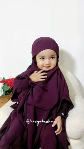 gamis FK SYAHIRA SET by QUEENSHE fashion usia 2-16th bahan cringkle airflow premium