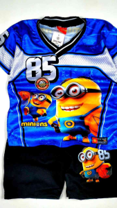 IDC Setelan Anak Minions Jersey Bola Lucu Kaos + Celana Pendek Nyaman Dipakai