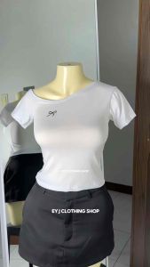 BUY 1 + GET 2 FREE (3PCS) ROSINA Ribbon One Side Shoulder Top Basic Fit Womenswear Blouse Short Sleeve
