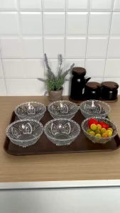 KHUN SANTI ถ้วยขนมแก้ว 5 นิ้ว 6 ใบชุด ลายROSE No. RB-130A  ถ้วยขนมหวาน