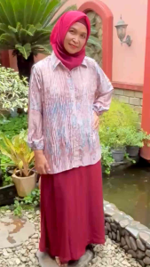 Baju Wanita Atasan Kemeja Plisket Silk jumbo Premium Handini Fashion