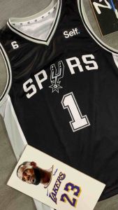 JERSEY BASKET SPURS WEMBANYAMA 1 HITAM BLACK 2022 2023 SWINGMAN