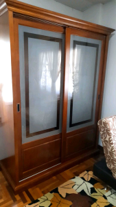 ตู้เสื้อผ้าไม้จริงยางพารา บานสไลด์ / 171 CM